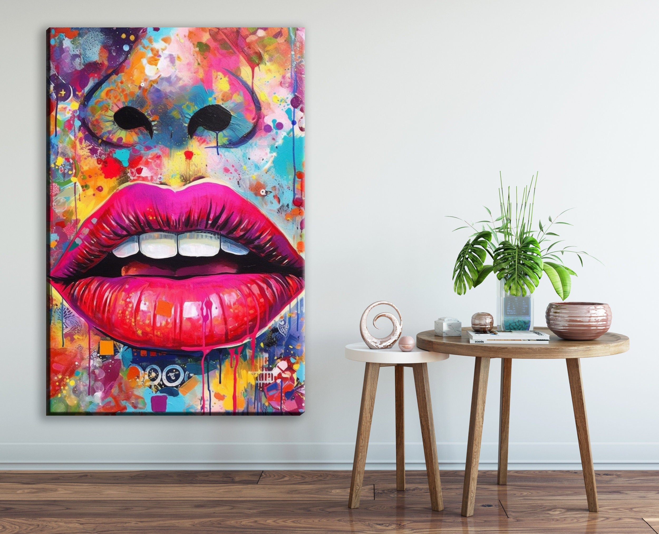 Sexy Lips Wall Art – Woman's Lips Pop Art Canvas Print with Luscious Feminine Beauty