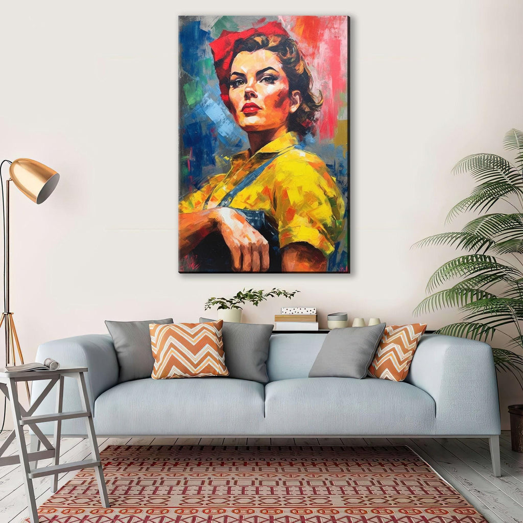 Rosie the Riveter Canvas | Iconic Feminist Wall Art - Large Empowering Print