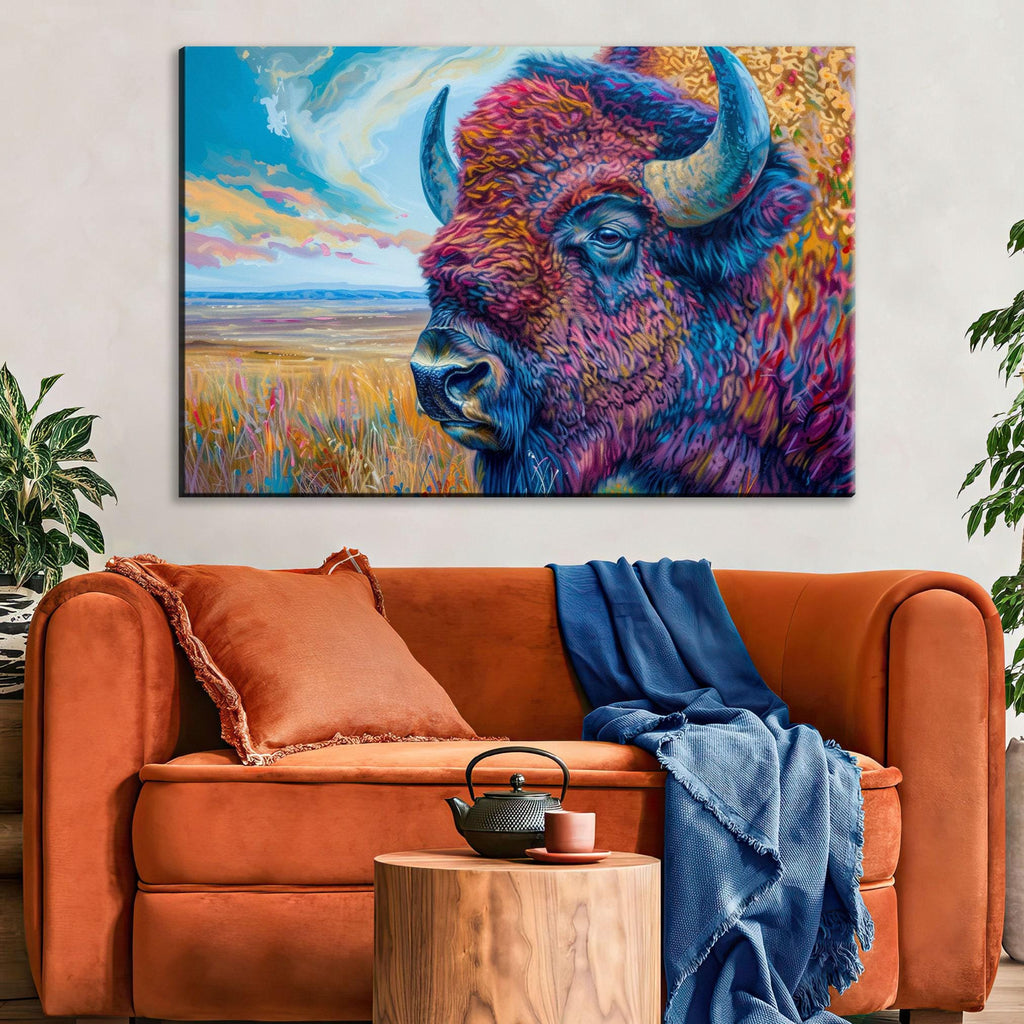 Bison Canvas Art – Large Gallery Wrapped Canvas | American Prairie Art, Ready to Hang