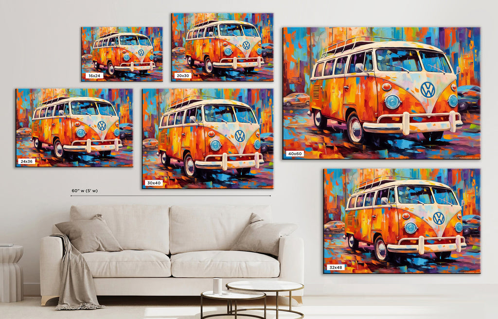 Volkswagen Bus Canvas | Retro VW Bus Art on Gallery Wrapped Canvas - Large Wall Art