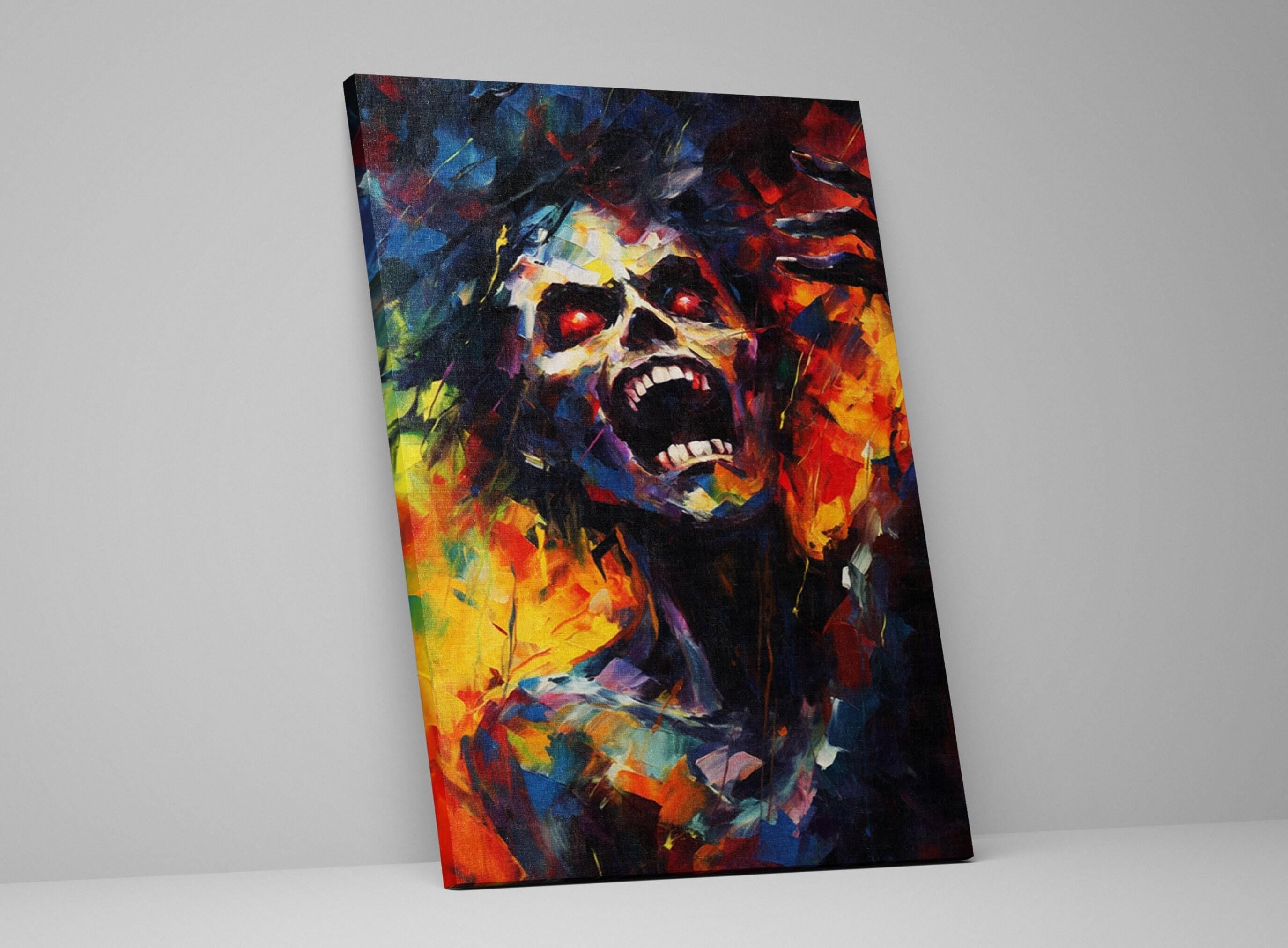 Halloween Zombie Canvas | Large Gallery Wrapped Canvas Print - Spooky Wall Art