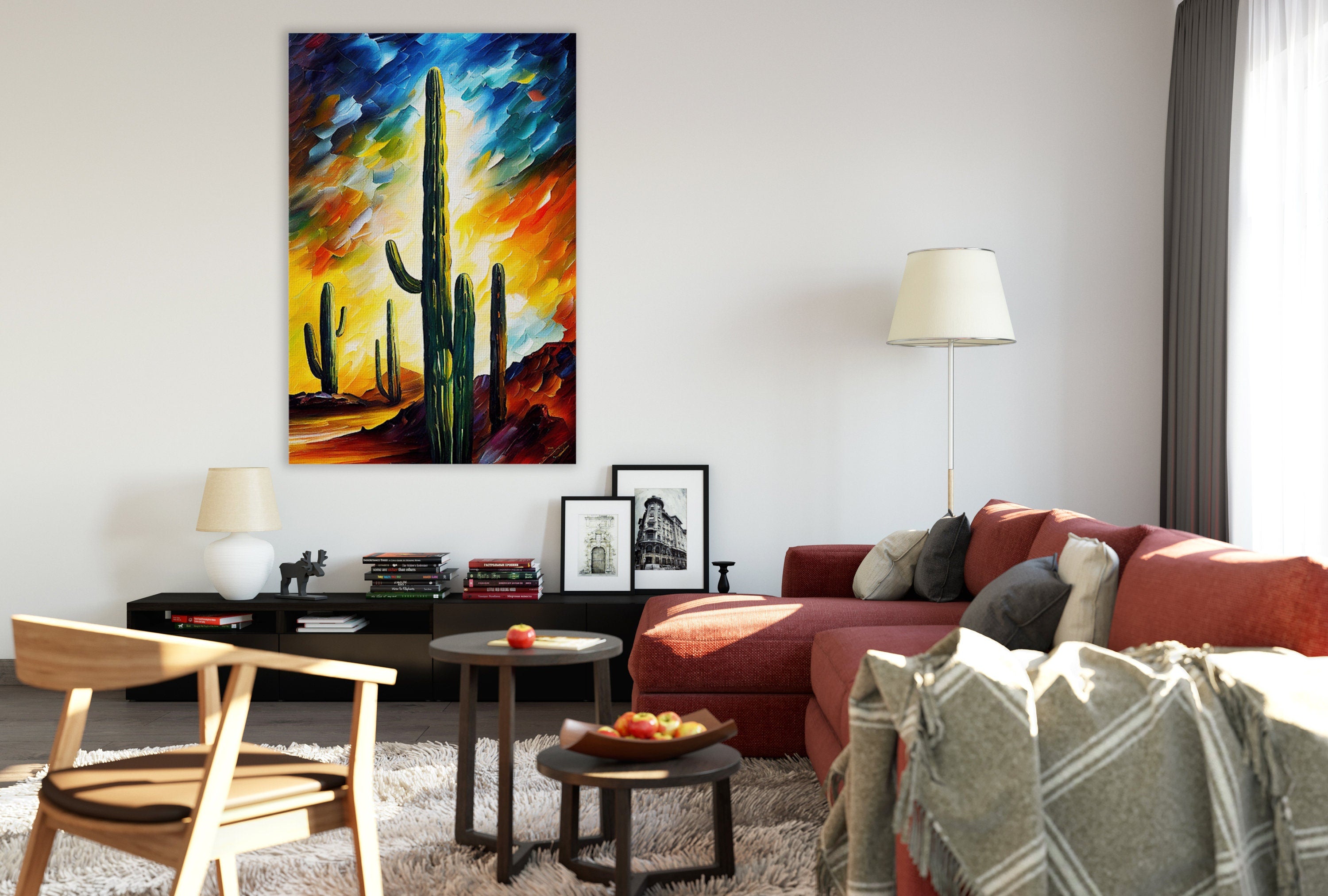 Cactus Canvas Art - Southwest Landscape Print | Gallery Ready UV Coated Canvas
