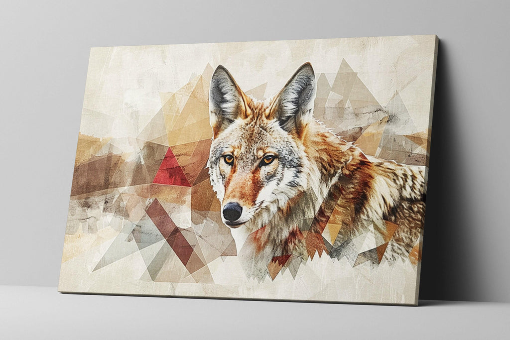 Minimalist Desert Coyote | Large Canvas Art - Modern Chic Gallery Wrapped Print