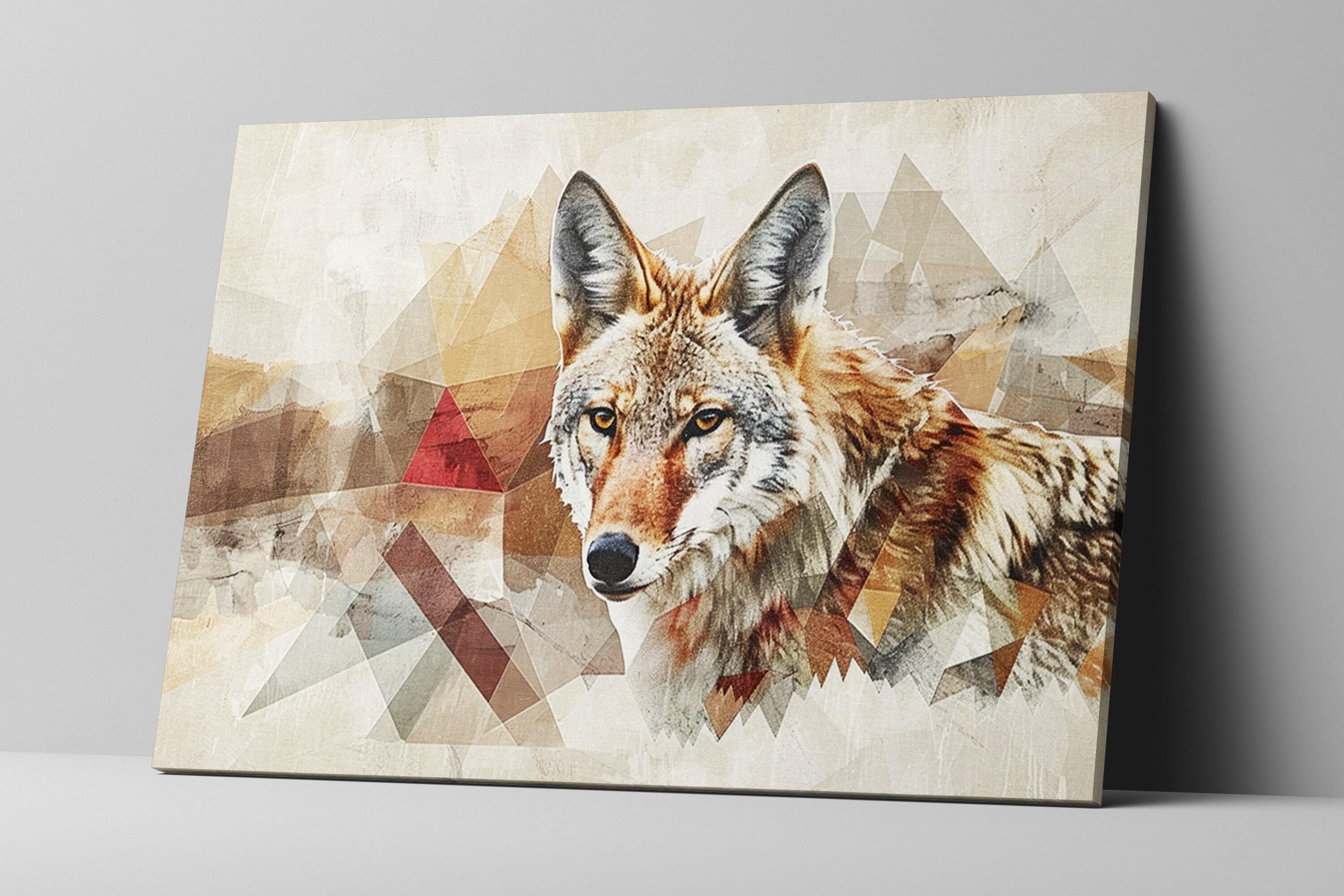 Minimalist Desert Coyote | Large Canvas Art - Modern Chic Gallery Wrapped Print