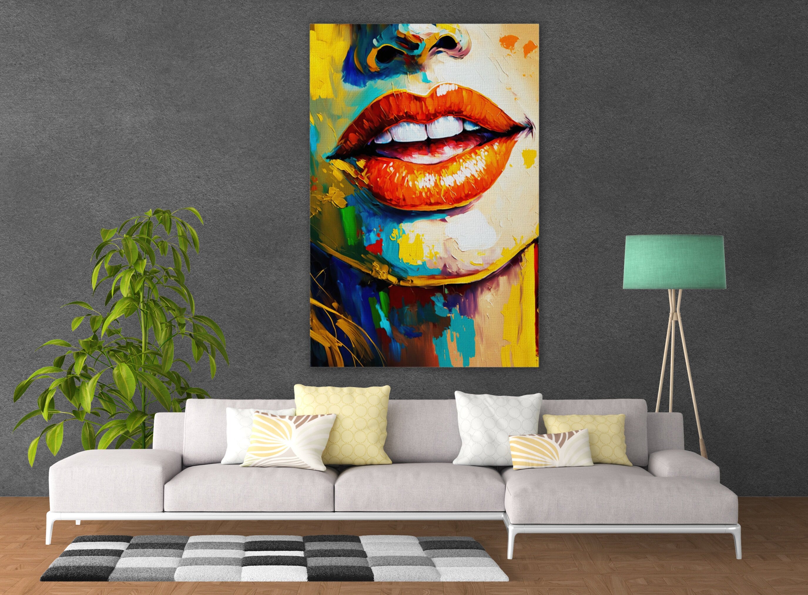 Red Lips Canvas – Seductive Wall Art | Feminine Mystique Decor | Large Pop Art Print