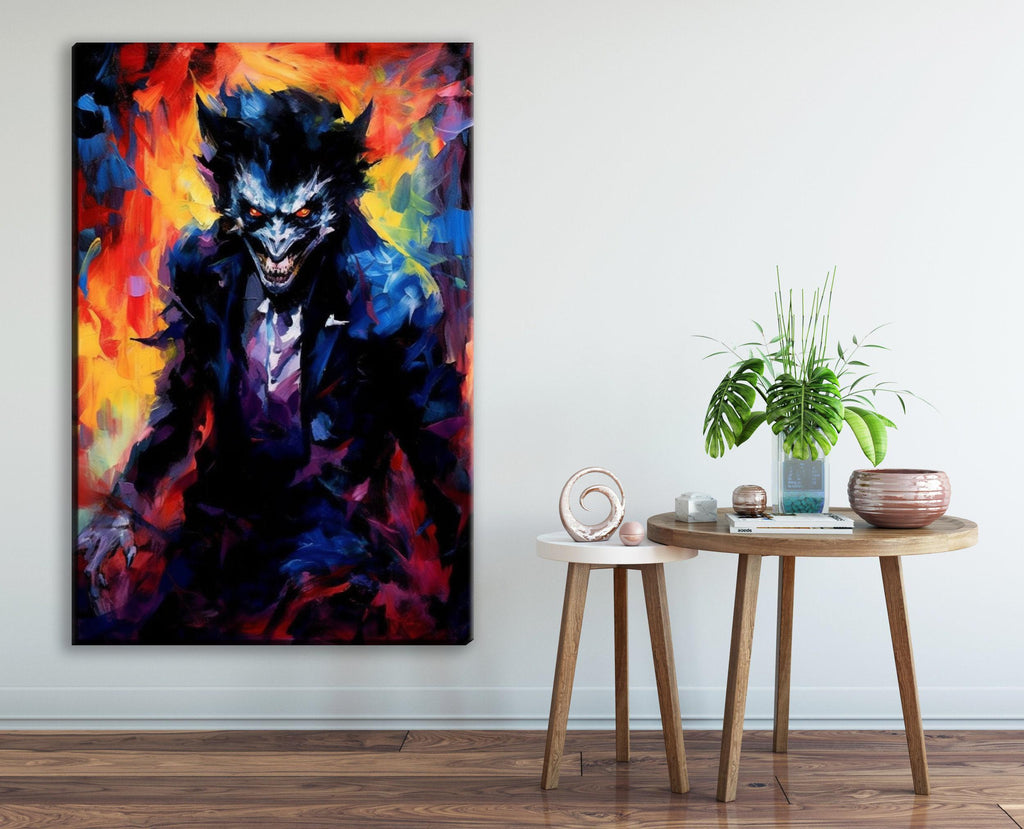 Werewolf Halloween Wall Art – Large Gallery Wrapped Canvas | Spooky Creature Decor