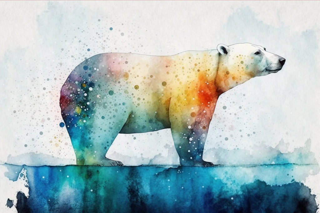 Elegant Arctic: Polar Bear Watercolor Painting, Giclee Print on Canvas, Artist Paper, Watercolor Paper, Available in Extra Large Sizes