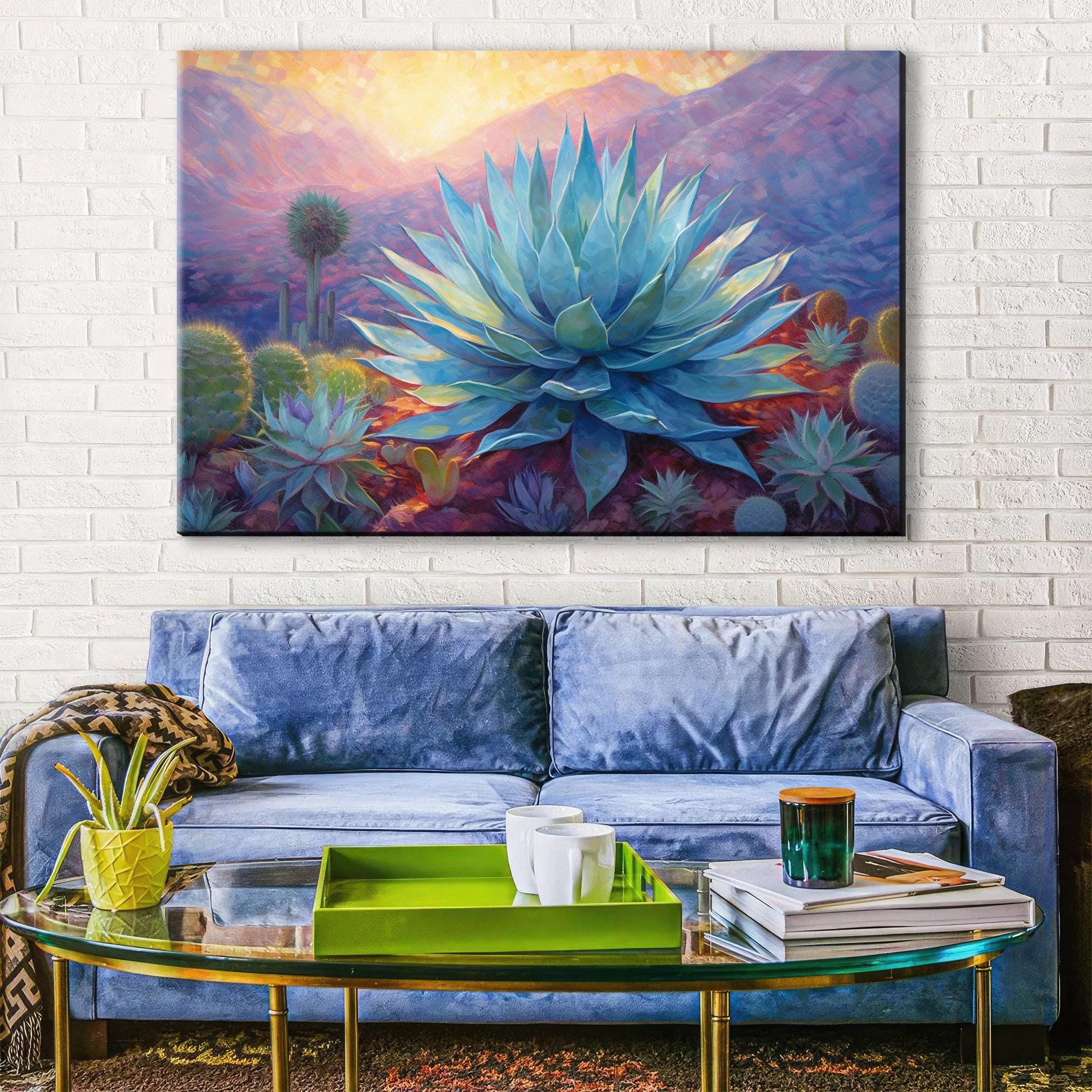 Desert Canvas Art - Blue Agave Art on Extra Large Giclee Gallery Ready Canvas Print