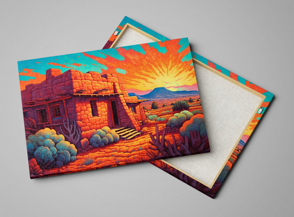 Spanish Adobe Canvas - Gallery Wrapped Large Southwest Landscape Wall Art, Ready to Hang