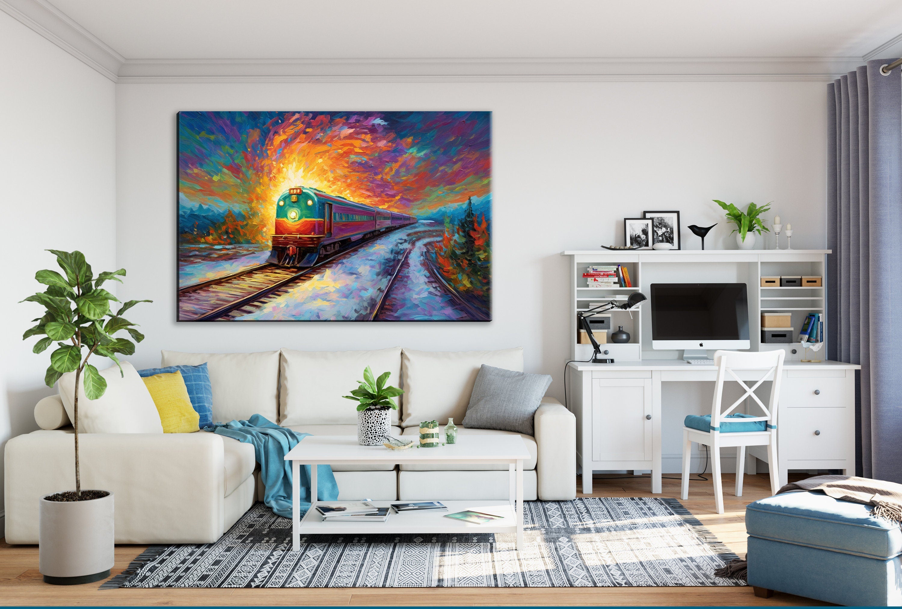 Railroad Cargo Print - Large Gallery Wrapped Canvas | Freight Train Art