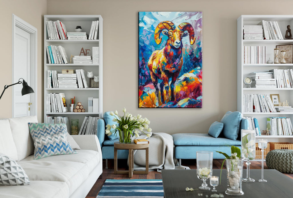 Bighorn Sheep Artwork – Southwest Art Print on Gallery Wrapped Canvas, Ready to Hang