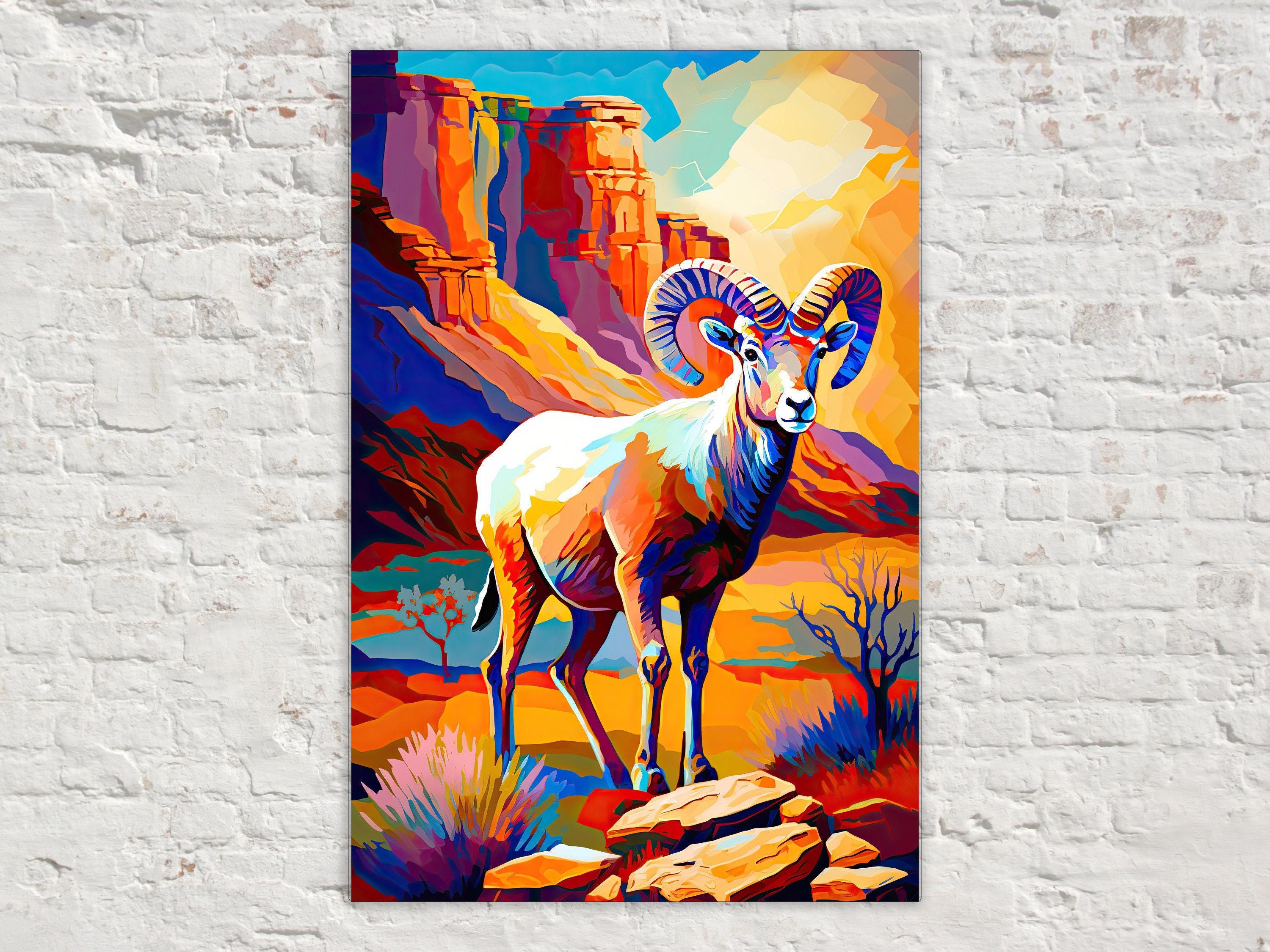 Bighorn Sheep Canvas - Desert Wildlife Art | Southwest Wall Art, Gallery Ready Print