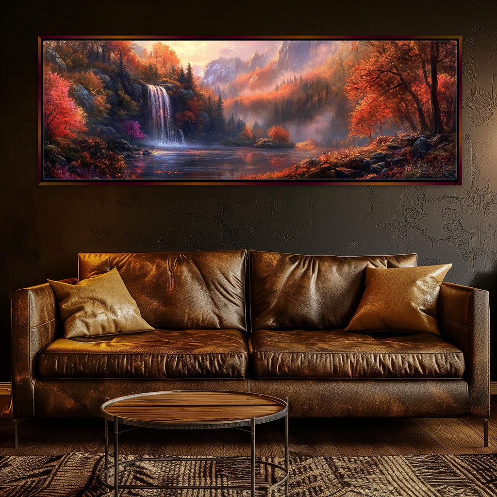 Fall Scene Canvas - Panoramic Wall Art | Rustic Autumn Decor | Gallery Wrapped, Ready to Hang