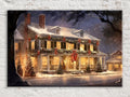 Cozy Christmas House Print - Holiday Wall Art on Gallery Wrapped Canvas, Extra Large Sizes