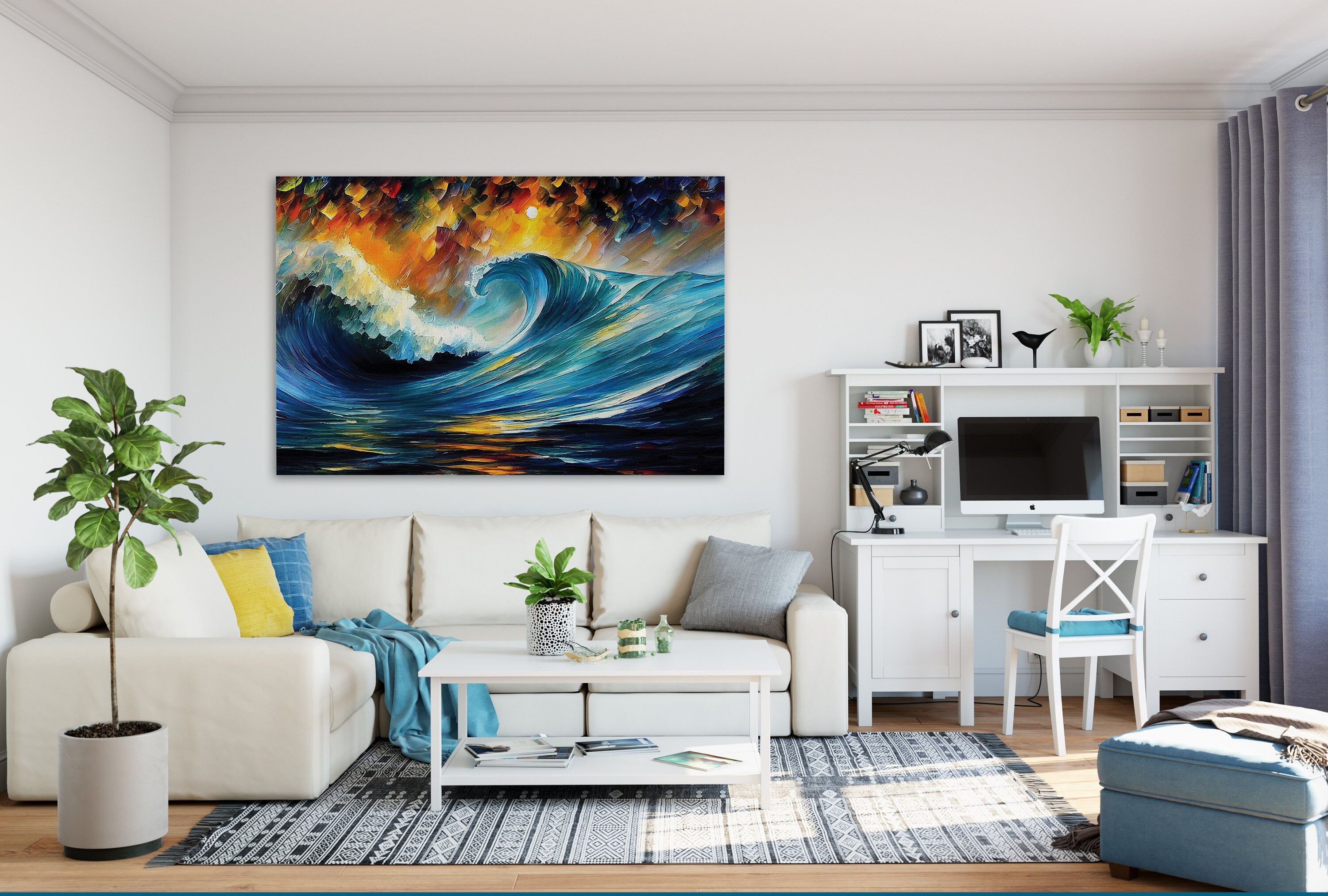 Ocean Wave Canvas Print – Vibrant Sea Canvas, Nautical Wall Art, Gallery Ready