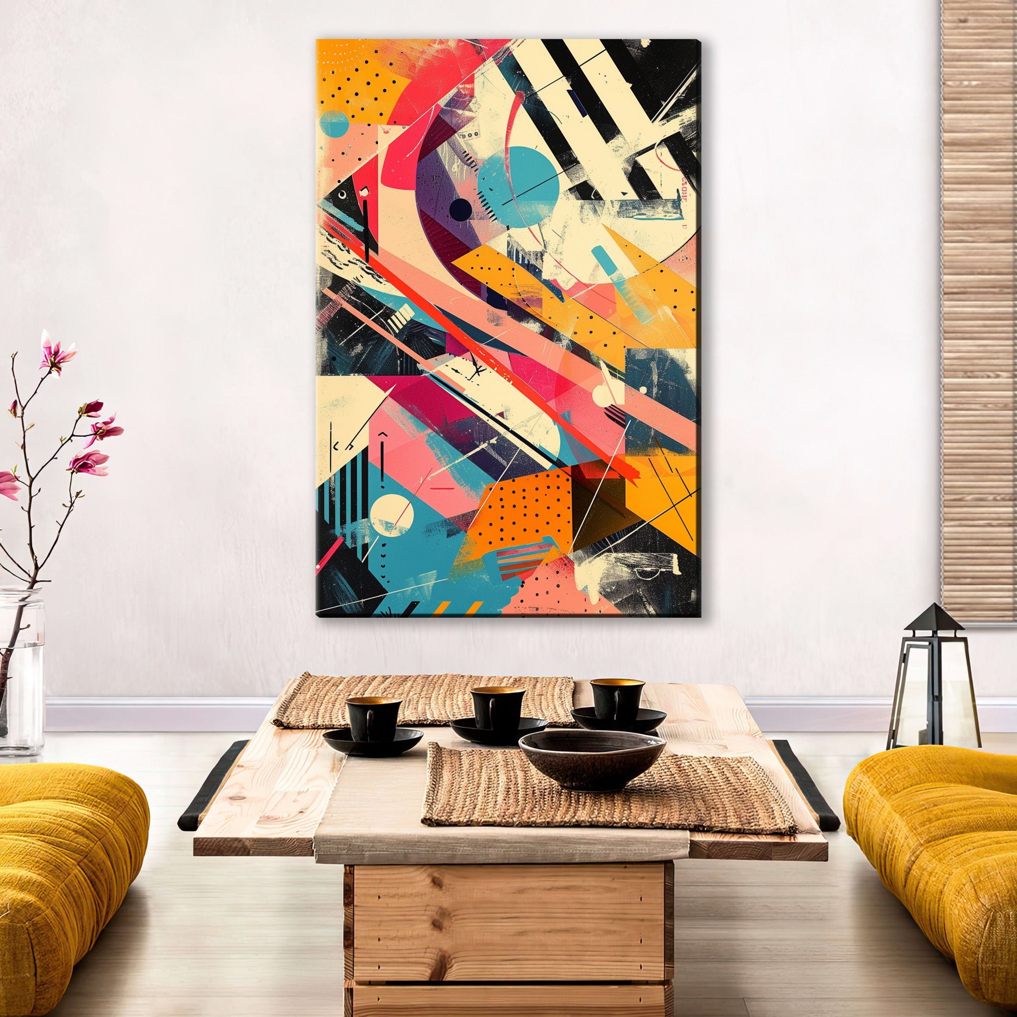 Retro Futurism Canvas – Large Abstract Wall Art | Gallery Wrapped, UV Coated Print
