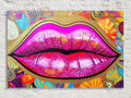 Gold Glitter Lips Canvas Wall Art – Large Feminine Pop Art Decor, Gallery Ready Print