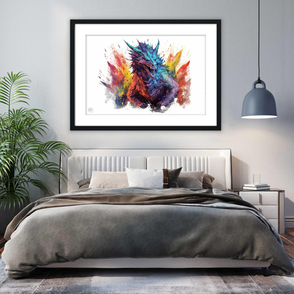 Mystical Dragon Majesty: Watercolor Wall Art Print, Giclee Print on Canvas, Artist Paper, Watercolor Paper, Available in Extra Large Sizes