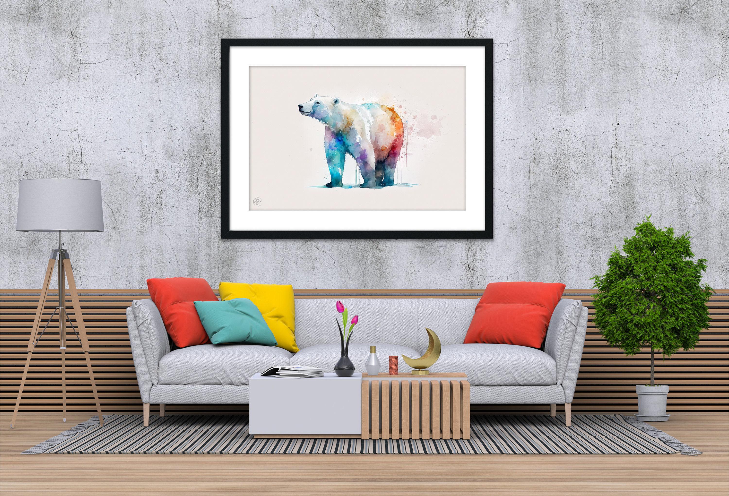 Pristine Wilderness: Polar Bear Watercolor Painting, Giclee Print on Canvas, Artist Paper, Watercolor Paper, Available in Extra Large Sizes
