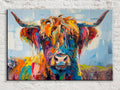Highland Cow Canvas - Rustic Farmhouse Wall Art | Extra Large Gallery Wrapped Print