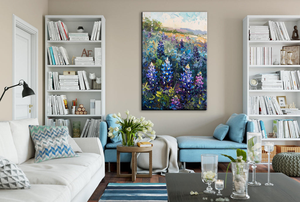 Texas Bluebonnet Painting – Large Canvas Art | Gallery Wrapped, UV Coated, Ready to Hang