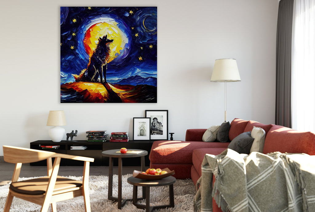 Wolf Canvas Print – Modern Impressionism Art | Vibrant Oil Painting, Gallery Ready Canvas