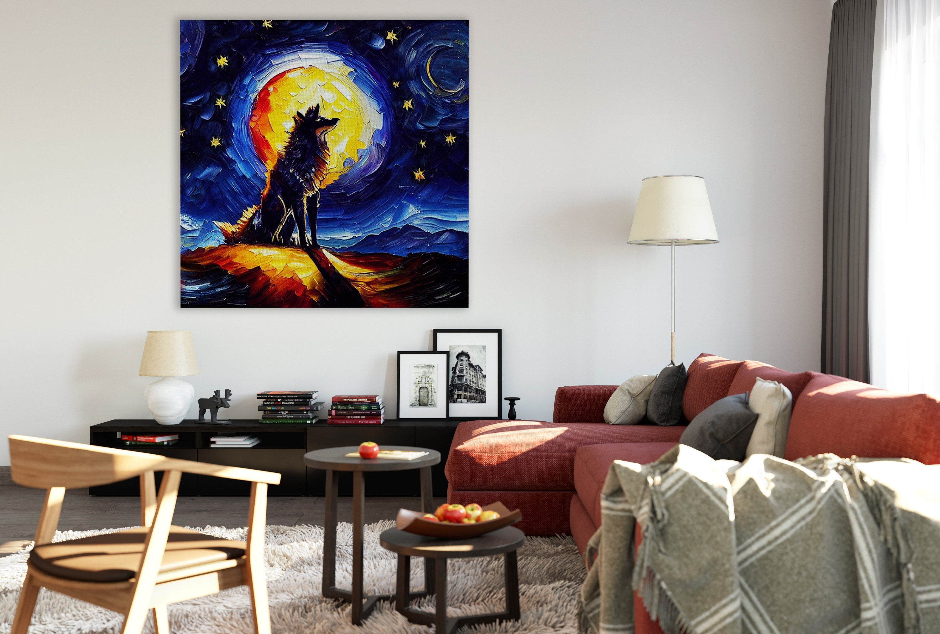 Wolf Canvas Print – Modern Impressionism Art | Vibrant Oil Painting, Gallery Ready Canvas