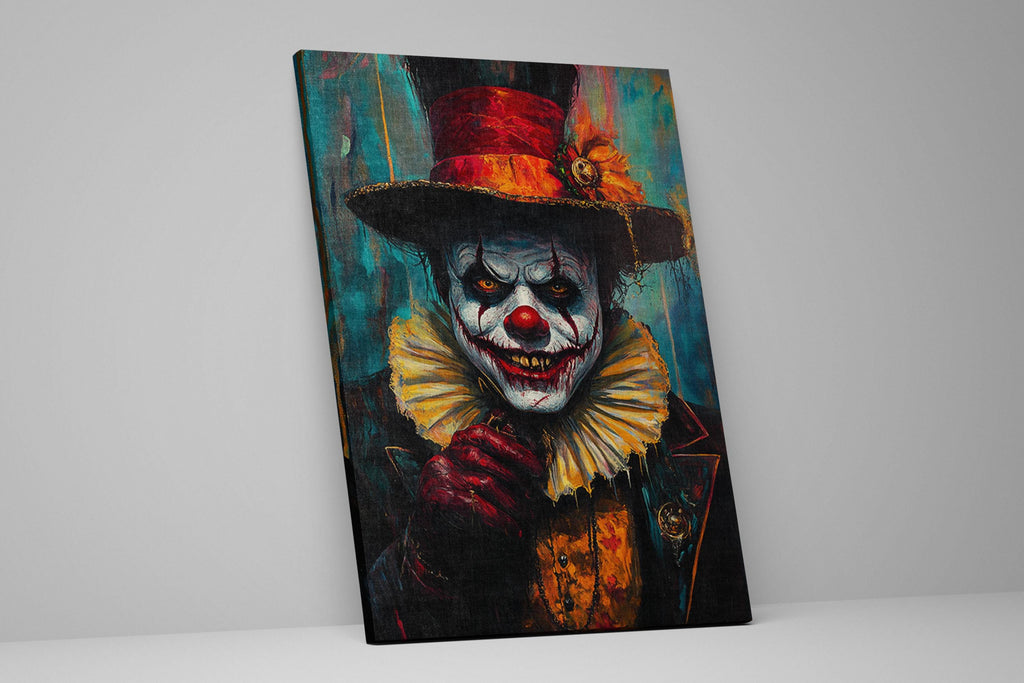 Sinister Clown Wall Art – Frightening Halloween Canvas Print | Extra Large Gallery Wrapped Canvas