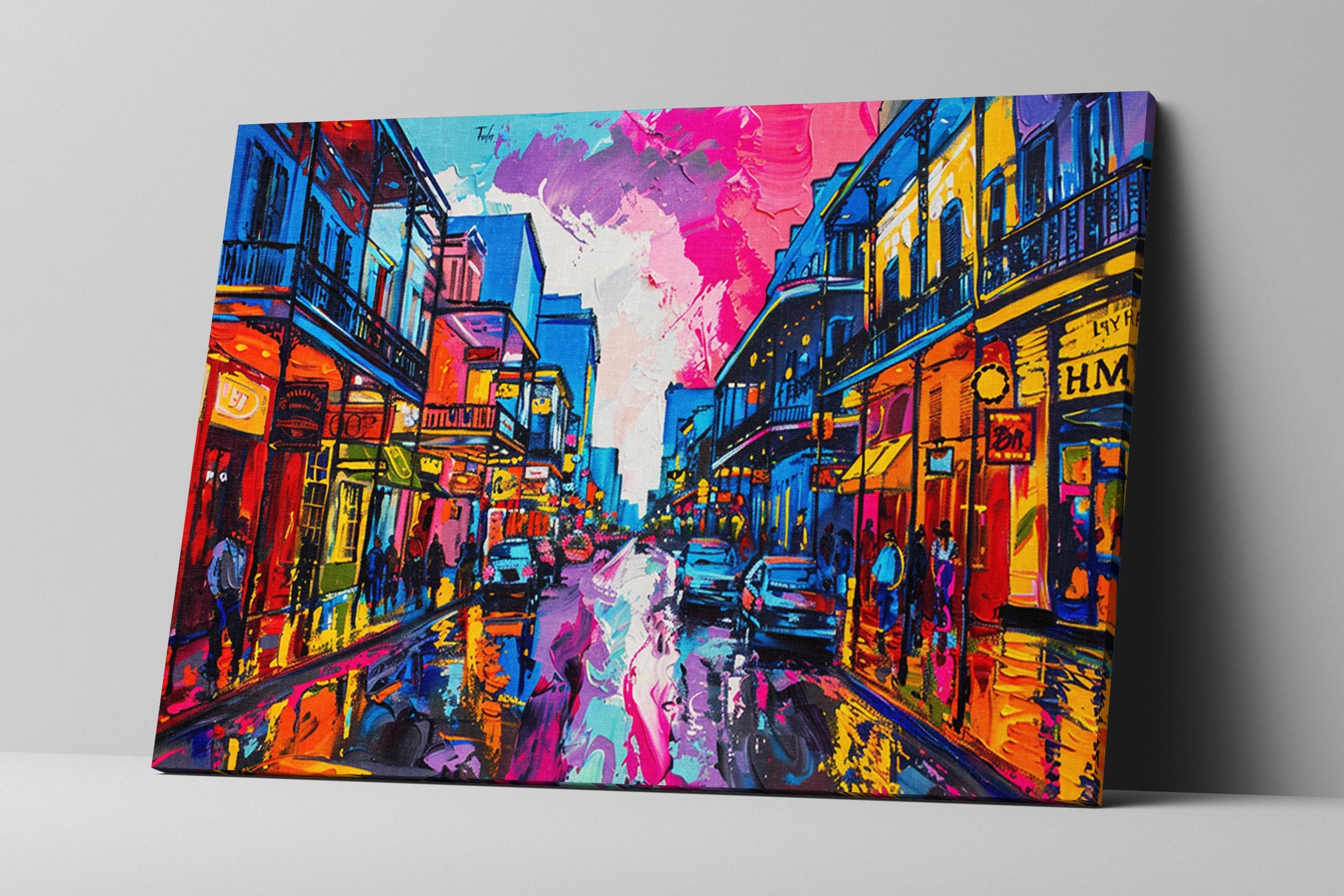 New Orleans Pop Art - French Quarter Art on Gallery Wrapped Canvas, Extra Large Ready to Hang