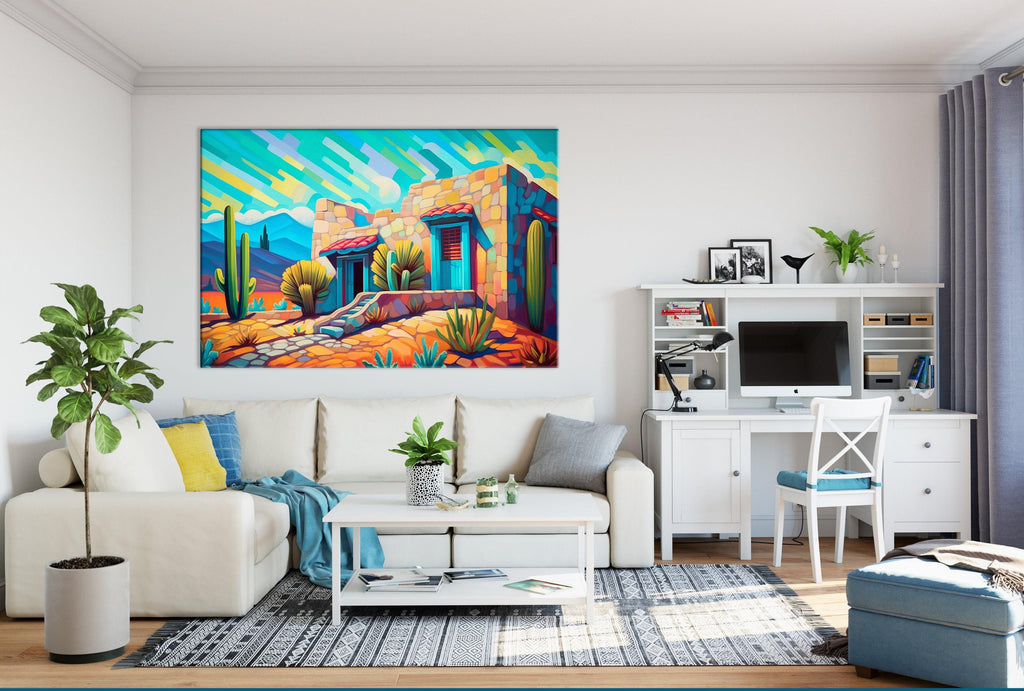 Spanish Adobe Canvas | Large Gallery Wrapped Canvas - Southwestern Decor Art