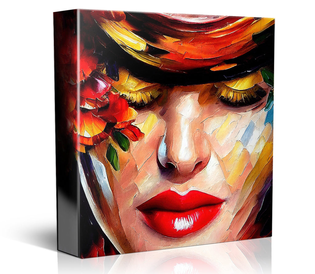 Red Lips Canvas - Woman Canvas Print With Vibrant Oil Painting, Sexy Lips Artwork