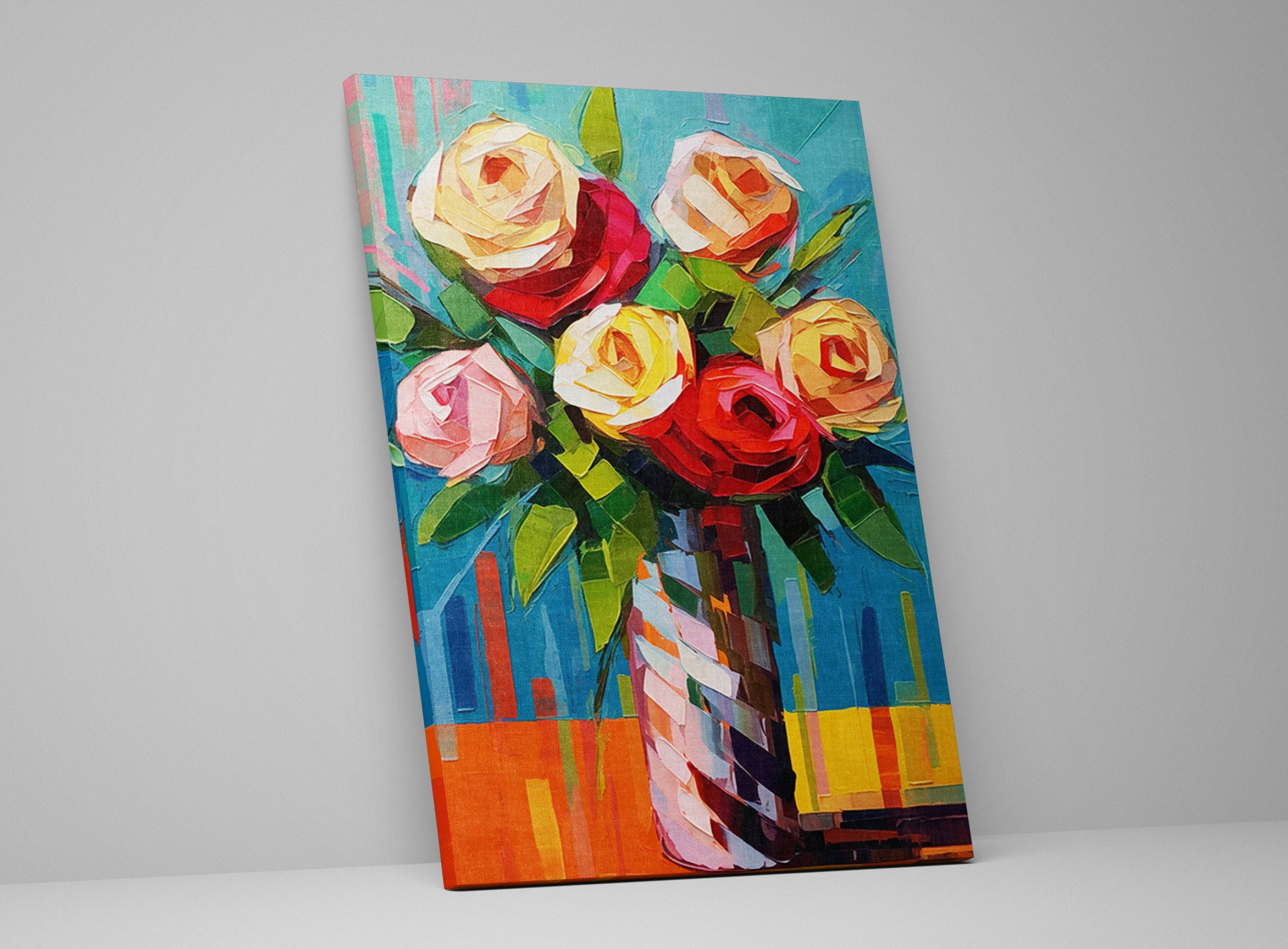 Rose Bouquet Canvas | Elegant Floral Arrangement - Large Canvas Art Wall Decor