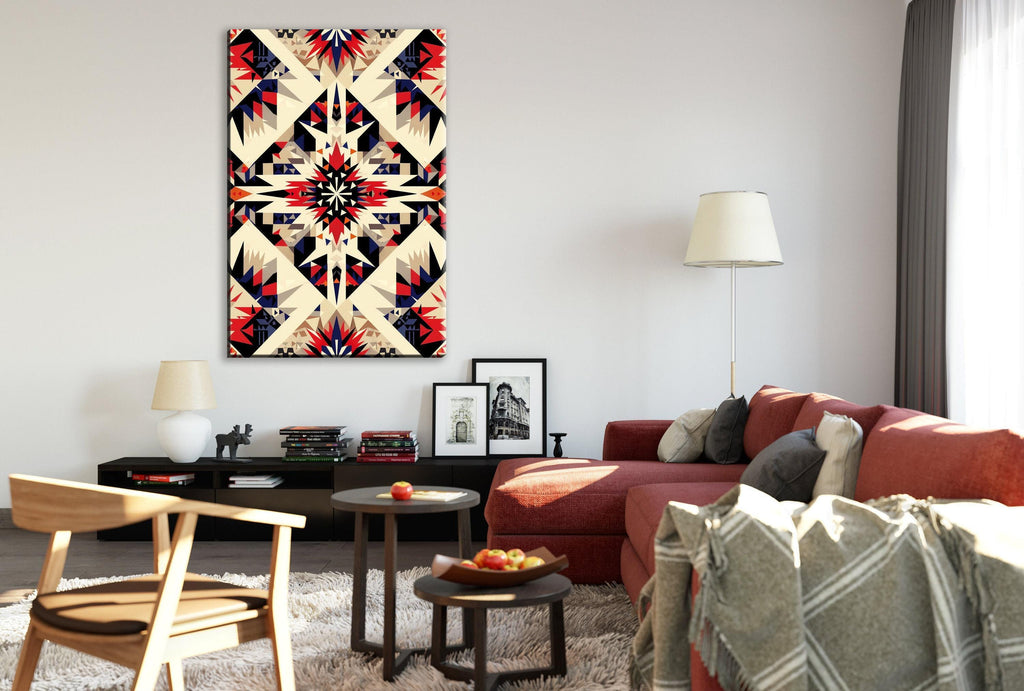 Native American Canvas Art - Large Native Canvas Tribal Pattern Decor | Ready to Hang Gallery Wrapped
