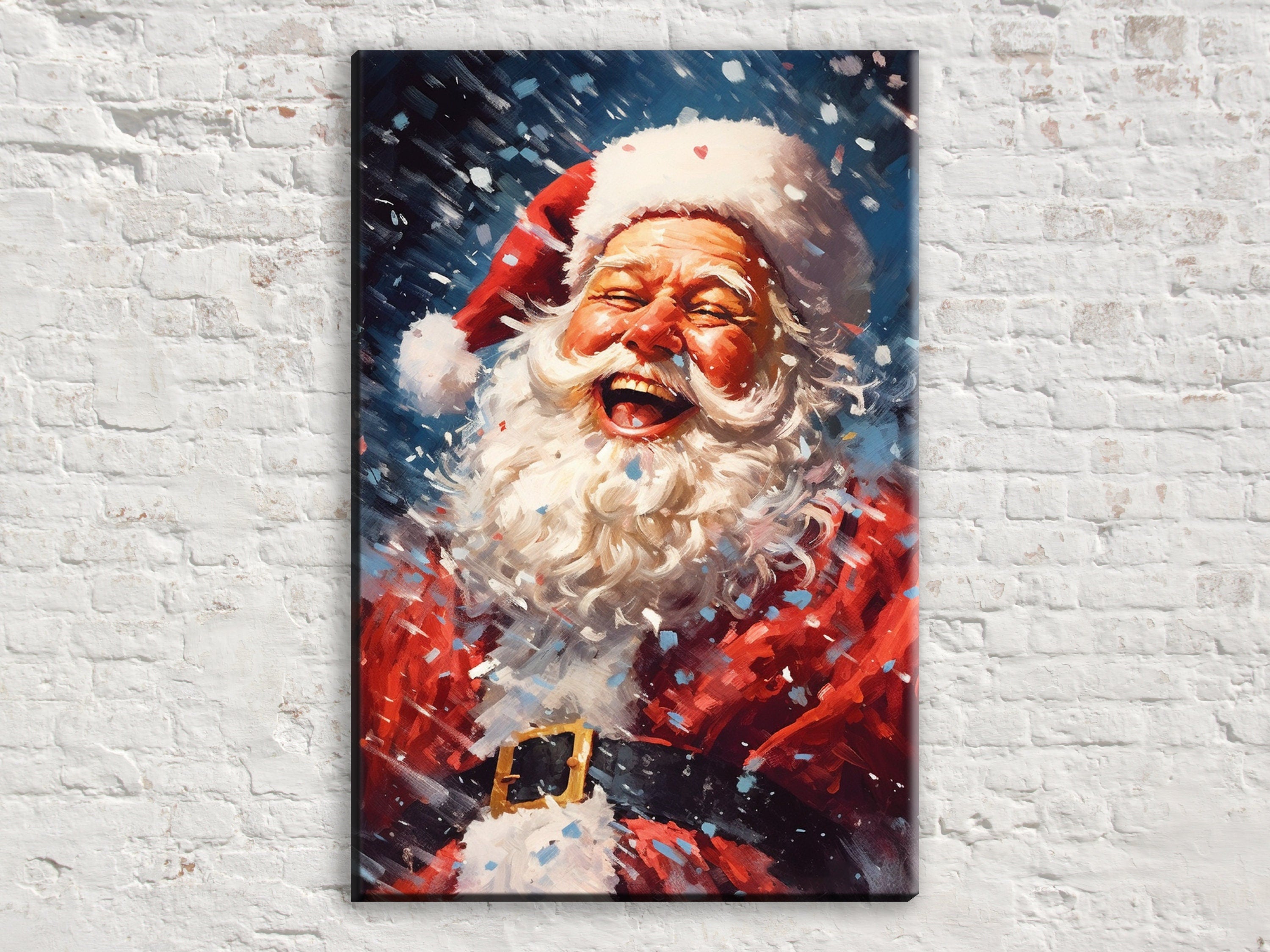 Santa Canvas Print | Classic Christmas Decor on Giclee Canvas - Ready to Hang Holiday Wall Art