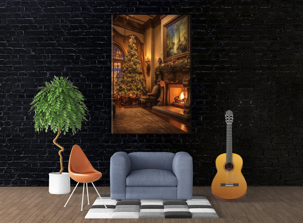 Christmas Canvas Art - Festive Tree Artwork on Gallery Wrapped Canvas, Ready to Hang Extra Large Print