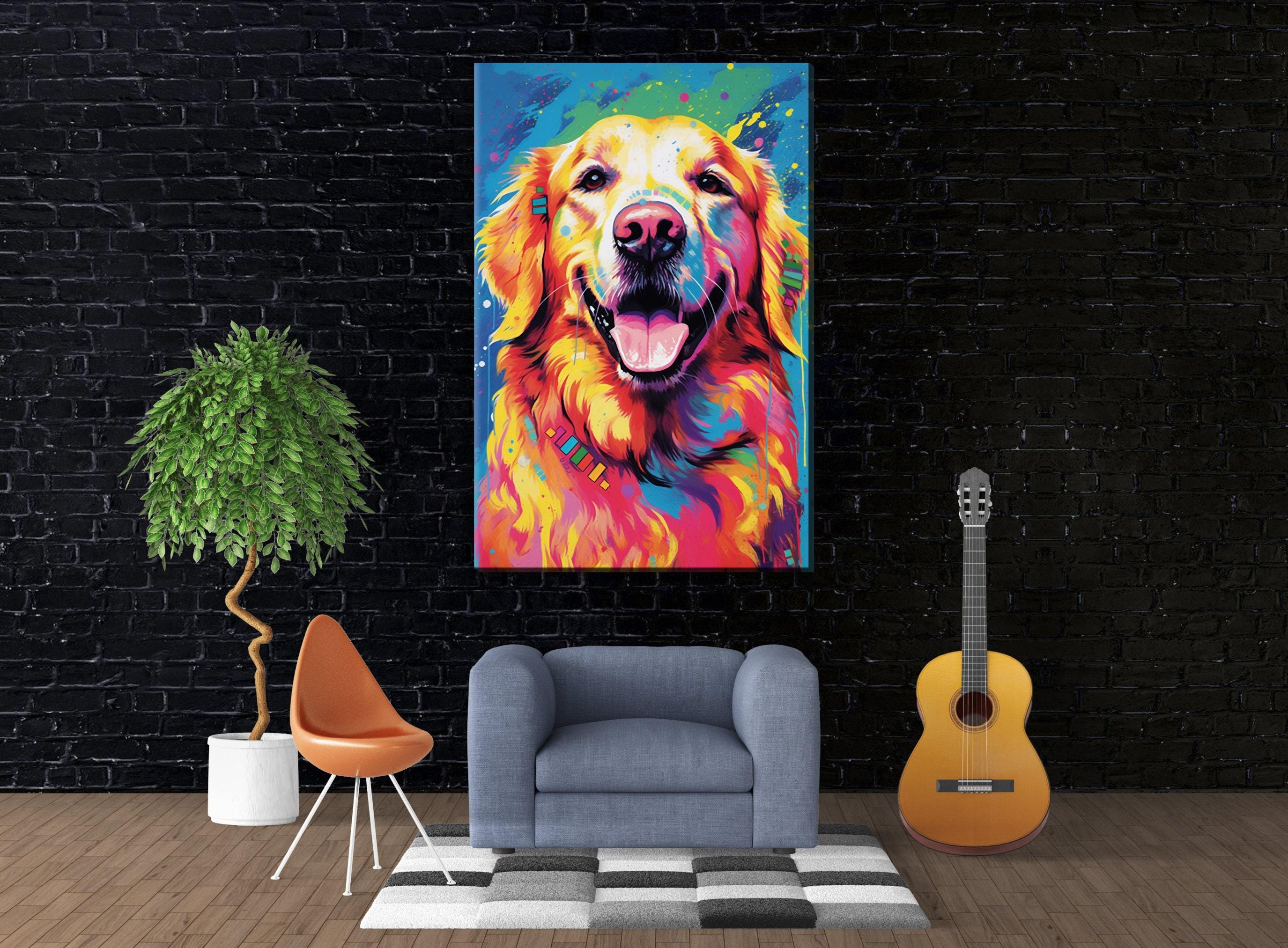 Golden Retriever Canvas - Large Vibrant Dog Wall Art Print | Gallery Ready Pet Portrait Decor