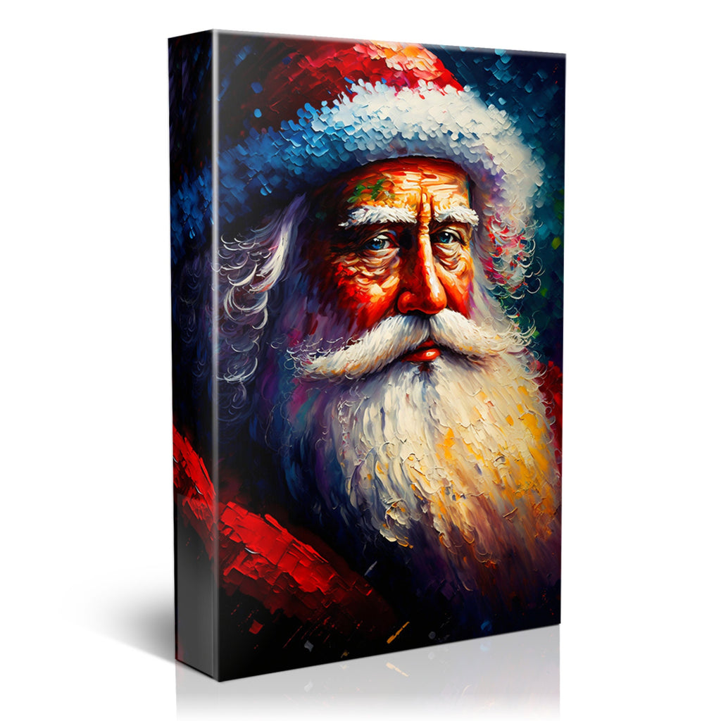 Christmas Canvas Print - Santa Claus Painting With Wooden Frame & Scratch Resistant Coating