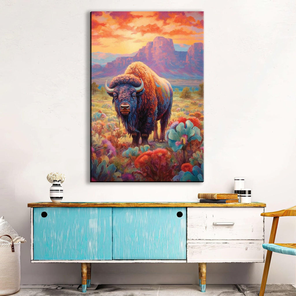 American Bison Wall Art - Large Canvas Print | Texas Wildlife Decor, Rustic Farmhouse