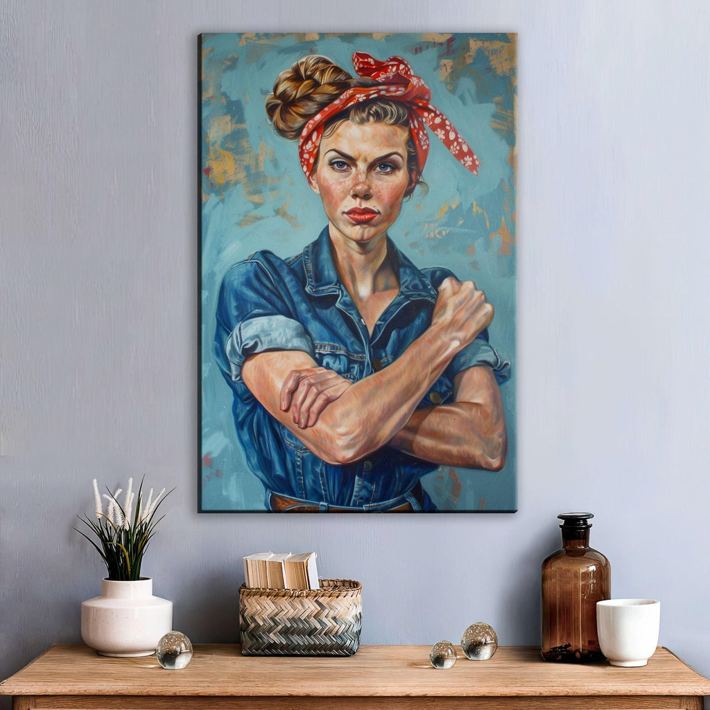 Rosie the Riveter Painting – Large Canvas Wall Art | Gallery Wrapped Canvas with Scratch Resistant Coating