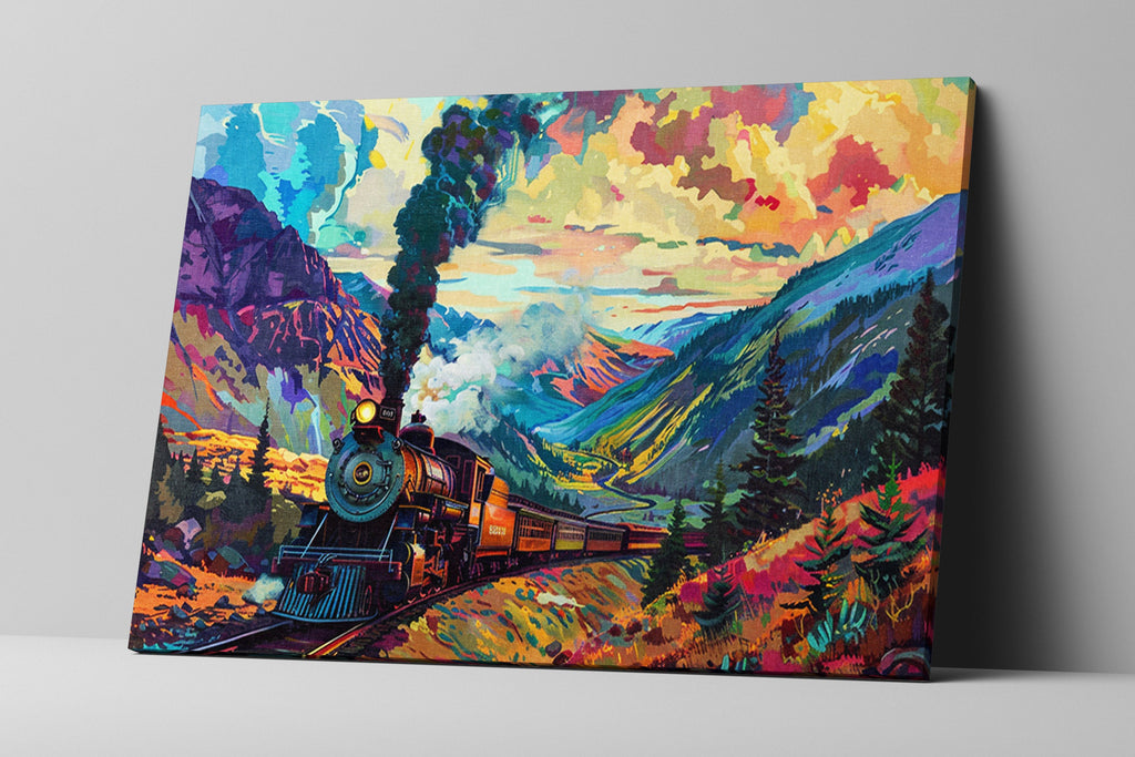 Train Wall Decor | Large Canvas Prints of Classic Train Scene with Durable UV Coating