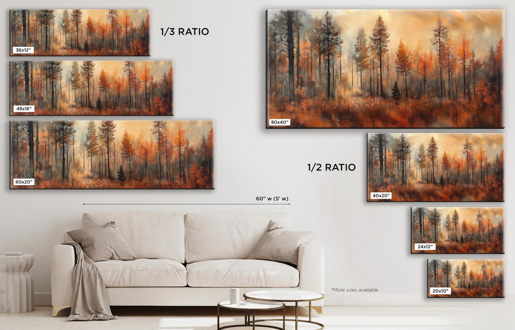 a living room with a white couch and paintings on the wall