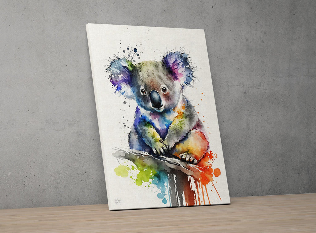Koala Serenity: Watercolor Canvas Wall Art Print, Giclee Print on Canvas, Artist Paper, Watercolor Paper, Available in Extra Large Sizes