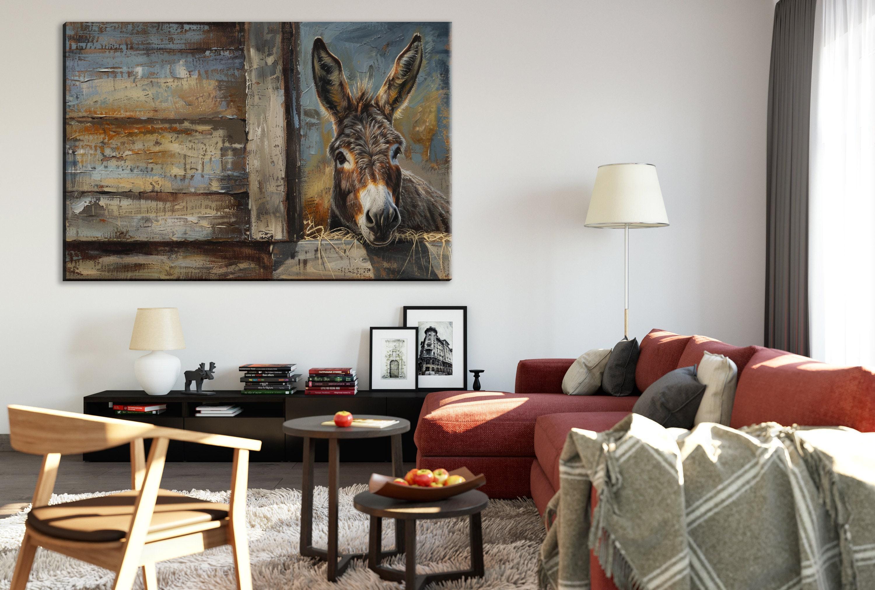 Rustic Texas Donkey | Southwestern Donkey Art - Extra Large Gallery Wrapped Canvas Print