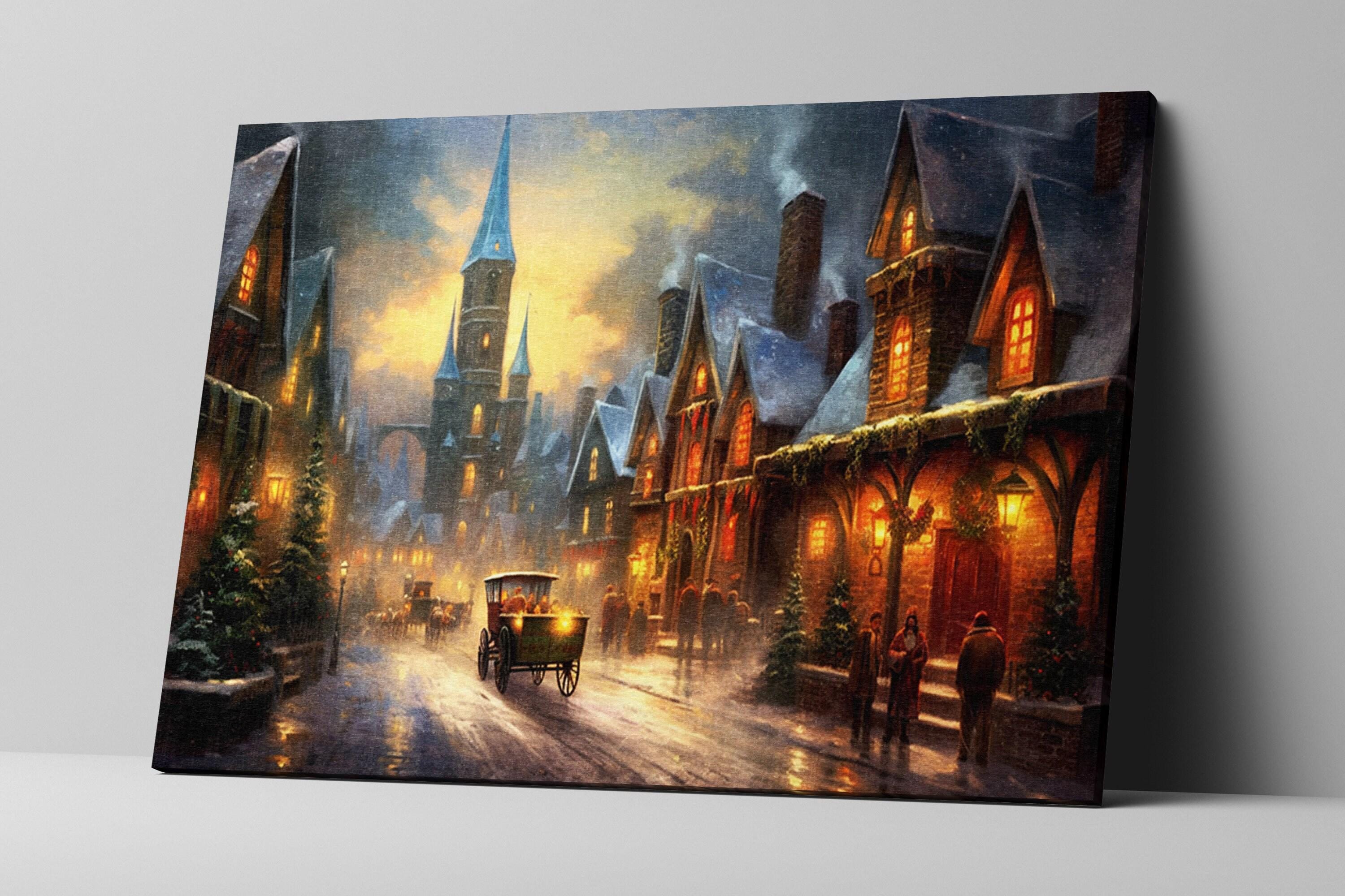 Vintage Christmas Canvas - Classic Holiday Art Print on Gallery Wrapped Canvas for Cozy Farmhouse Decor