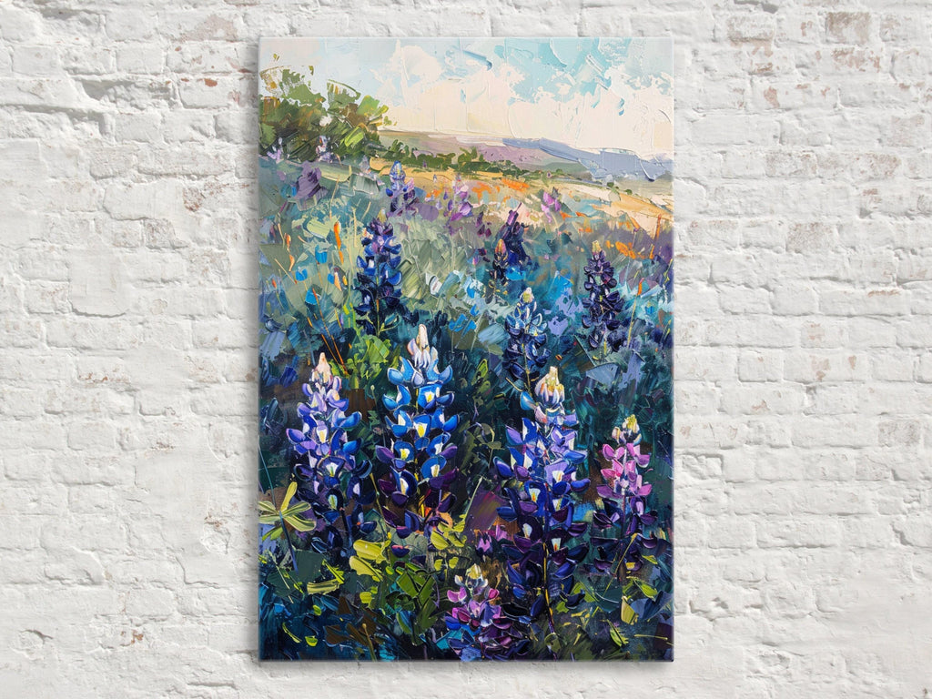 Texas Bluebonnet Painting – Large Canvas Art | Gallery Wrapped, UV Coated, Ready to Hang
