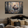 a painting of a moose in a forest