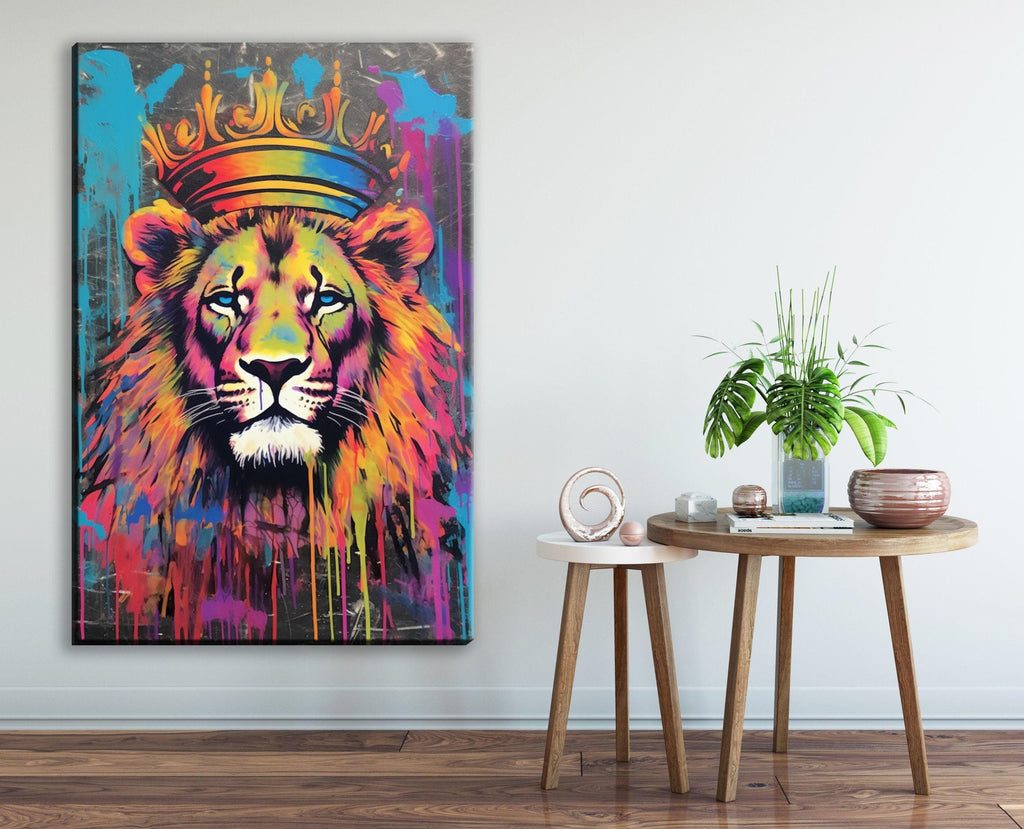 Lion Canvas Wall Art – Large Canvas Art | Spraypaint Graffiti Urban Wall Decor
