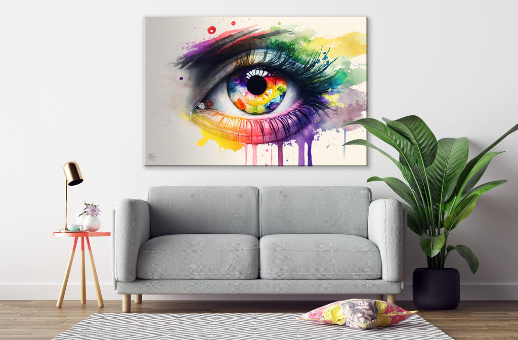 Surreal Eye: Watercolor Wall Art Print, Giclee Print on Canvas, Artist Paper, Watercolor Paper, Available in Extra Large Sizes