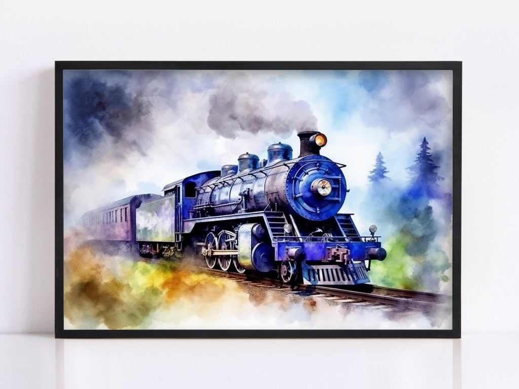 Railroad Beauty: Watercolor Train Art Print, Giclee Print on Canvas, Artist Paper, Watercolor Paper, Available in Extra Large Sizes