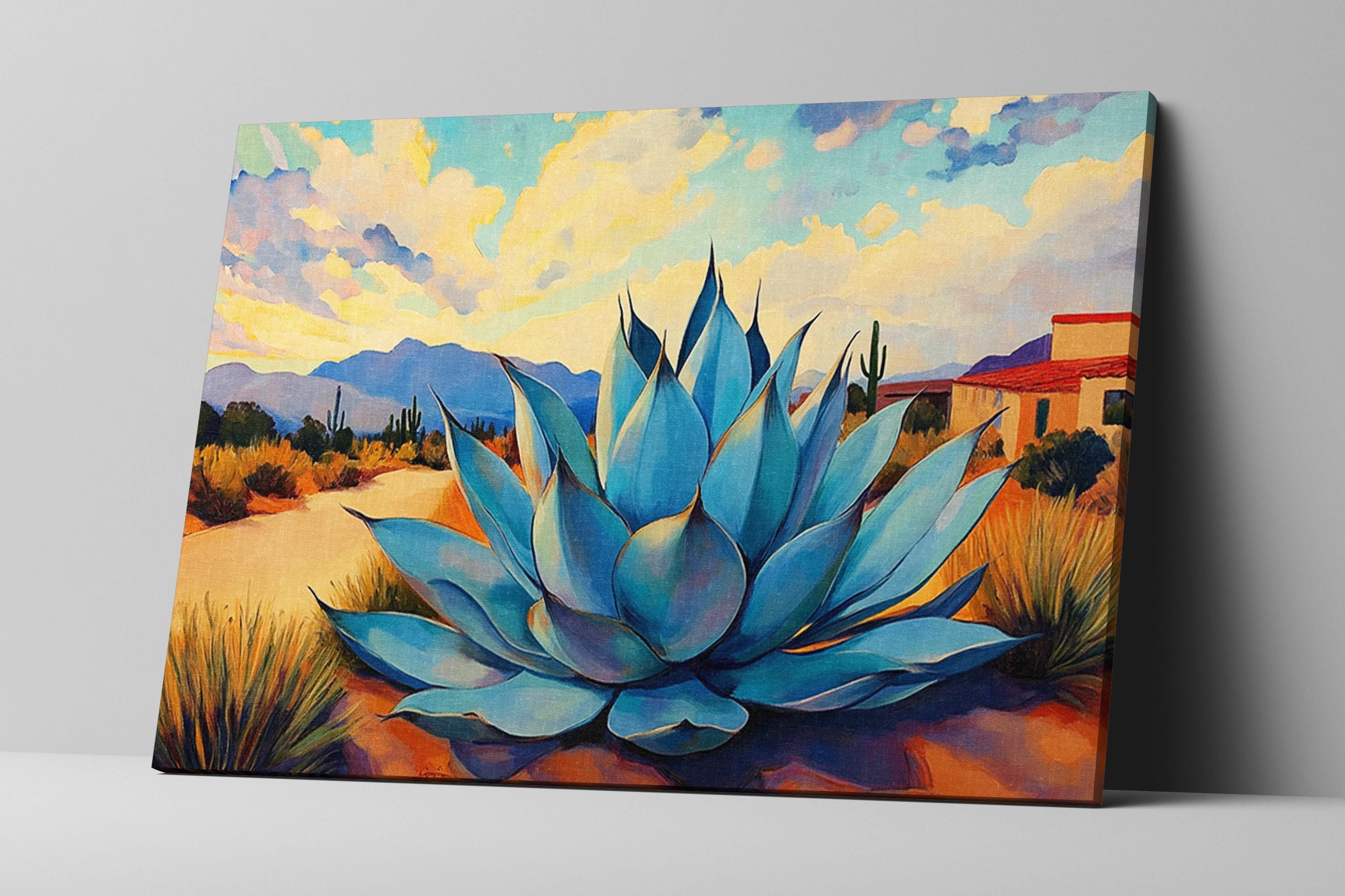 Blue Agave Canvas Print - Desert Wall Art | Framed Gallery Wrapped Ready to Hang